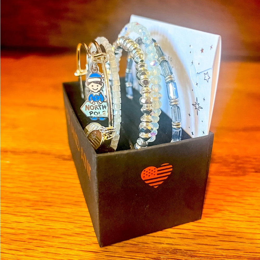 Brand New Set of 5 Alex & Ani North Pole Bangle Bracelets